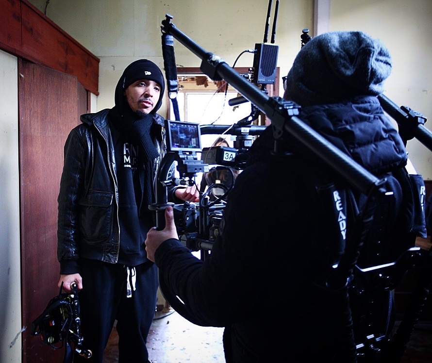 Director on set with camera rig